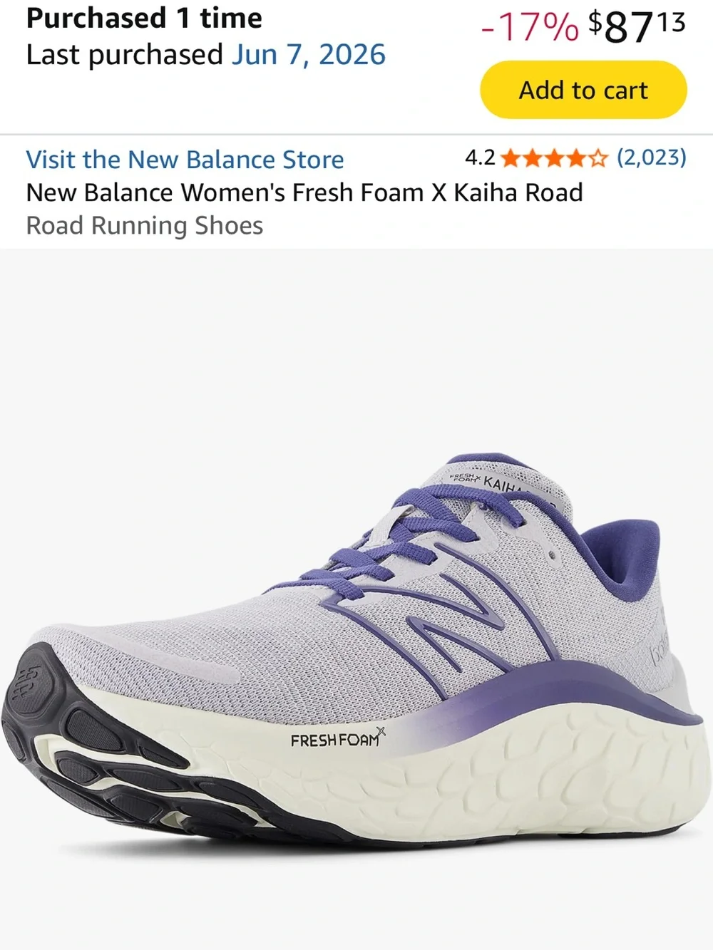 Womens Lightweight Grey Running Shoes with purple Accents